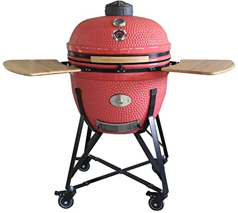 YNNI KAMADO TQ0C23PK Parrilla grande de 23 pulgadas, rosa con Chipfeeder, barbacoa, cerámica, huevo, ahumador, TQ0C23PK