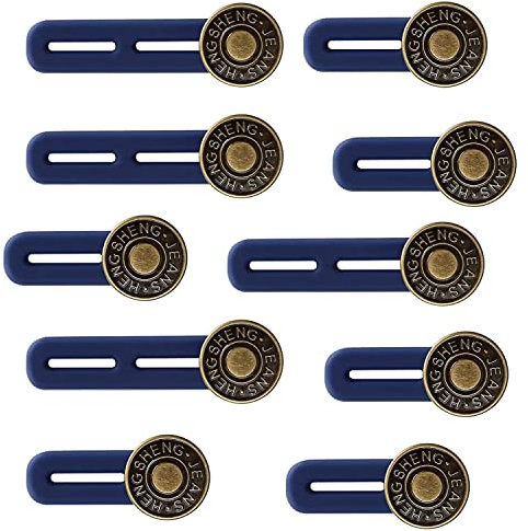 Lot de 10 rallonges de boutons pour pantalons, boutons élastiques réglables, boutons métalliques confortables, sans couture, rallonges de boutons en forme de lettre pour chemise, robes, pantalons