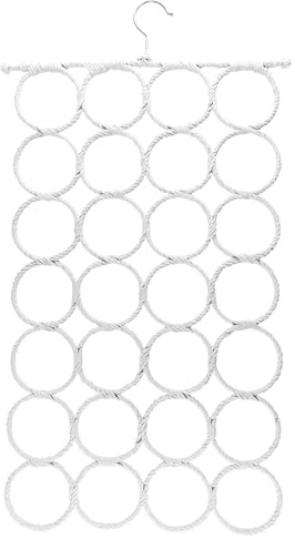 Super Z Outlet Foldable 28 Ring Hole Slots Space Saving Clothing Closet Hanger Scarf, Ties, Belts, Socks Organizer for Home Bedroom, Bathroom, Living Room (White)