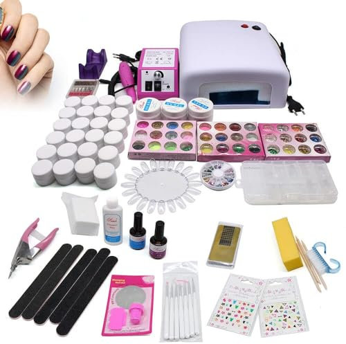 Juego completo de uñas de gel, juego completo de manicura de gel, kit de iniciación de gel, kit de arte de uñas de gel UV, cuchillo para arte de uñas con cúter, extensión de uñas de gel, artista de