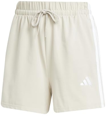 adidas Donna Essentials 3-Stripes Cotton Shorts, Wonder Alumina/White, S