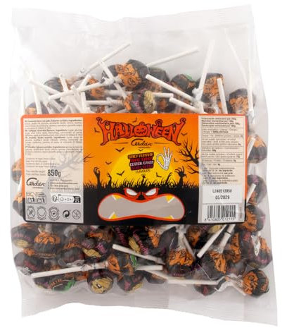 Caramelos Cerdán |Caramelo con Palo Halloween | Sin Gluten ni Alérgenos | Chupachup ideal para Halloween, Fiestas, Eventos y Cumpleaños | Bolsa de 100 Unidades