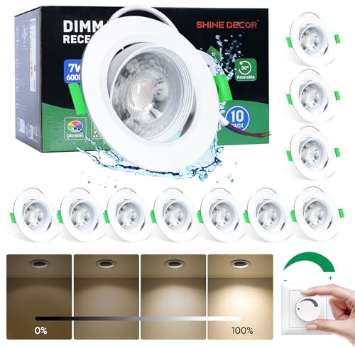 Shine Decor Spot encastré à LED,Blanc Neutre 4000K Dimmable,Spot à led Pour Plafond,Lumières Encastrées à LED Pour Chambre à Coucher Salle de Bain Cuisine,Lot de 10