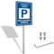 Felexdo Panneau Parking Privé Emplacement Réservé avec Piquet 30x20cm Aluminium Panneaux d'avertissement de Métallique Imperméable et Résistant aux UV Pour usage extérieur ou intérieur