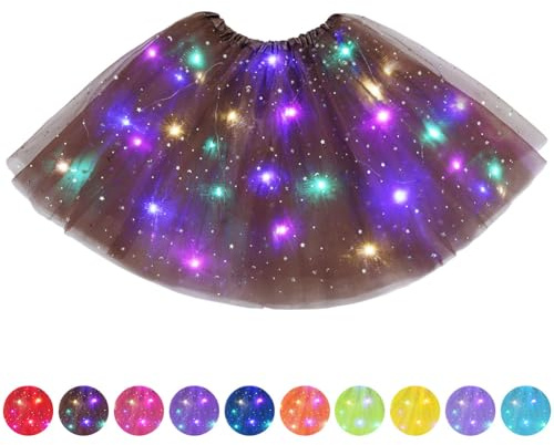 AYBUY Gonna Tulle a 3 Strati Luminosa per Ballo, Tutu per Carnevale, Natale, Halloween e Matrimonio