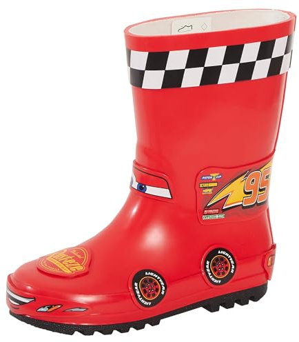 Disney Cars Wellies 3D Lighting McQueen Rubber Wellington Boots Boys Red Rain Boots Wellys Size 11 UK Child