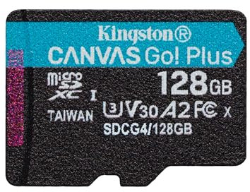 Kingston Canvas Go Plus microSDXC Tarjeta de Memoria Gen4 200MB/s A2 U3 V30 128GB Paquete Individual sin ADP-SDCG4/128GBSP