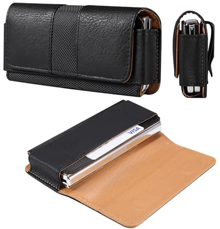 Woluki Holster for Samsung Galaxy Z Fold 7 [Built-in Card Slot],Phone Belt Case,Belt Loop,Belt Clip,Magnetic Closure Galaxy Z Fold 7 PU Leather Horizontal Phone Pouch. (Black)
