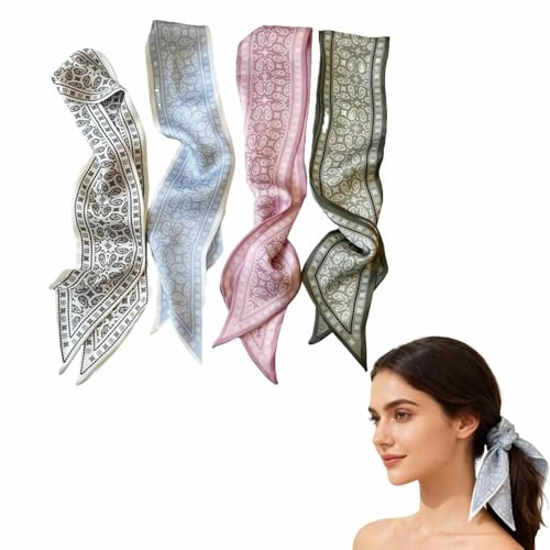 Foulards femme bohème 89x7 cm – Lot de 4 accessoires cheveux et sacs – Écharpes légères multifonction pour look chic et tendance