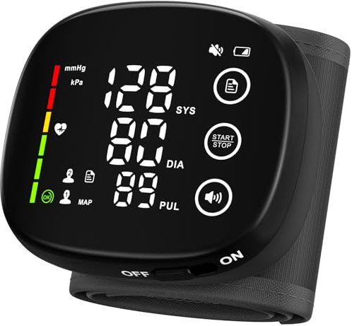 Double love Wrist Blood Pressure Monitor Led Display-Black | Touch Screen Blood Pressure Cuff Wrist 99x2 Reading Memory Wrist Bp Monitor&Adjustable bp Cuff (5.3-7.6 inches)