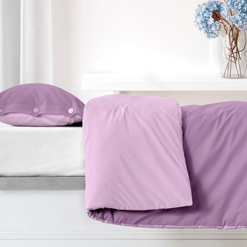 Ruggeri - Set Copripiumino - 100% Cotone di Alta Qualità Morbido e Traspirante | 1 Federa 50x80 cm + 1 Copripiumino 150x200 cm | Collezione Everyday (Lilla, Singolo)