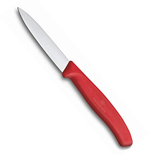 Victorinox, 6,7601, Swiss Classic, grönsakskniv, extra vass blad, med rak slipning, robust plasthandtag, röd, tillverkad i Schweizisk, diskmaskinssäker