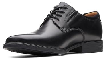 Clarks Herren Tilden Plain Derby, Black Leather, 44.5 EU