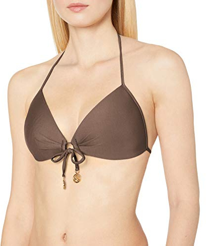 Luli Fama womens Cosita Buena Molded Push Up Bandeau Halter Bikini Top, Sandy Toes, X-Small US