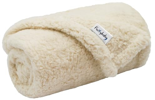 furrybaby Premium Soft Dog Blanket for Small Dogs Puppy Cat Washable Sherpa Fleece 24x32 Inches Pet Throw for Bed Furniture Couch Sofa Protection(Small, Beige Blanket)