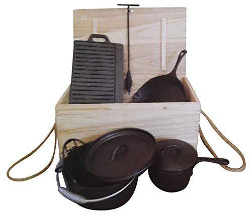 Jürgen Westerholt rustikales Gusseisen Koch- und Grillset 7-teiliges Set