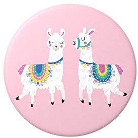 PopSockets PopGrip - Hopfällbar Stativ och Grepp för Smartphone och Surfplatta med en Swappable PopTop - Llamalliance in Pink