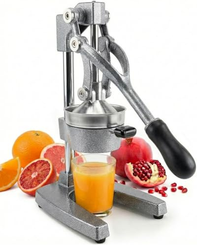 Eurolux Exprimidor de hierro fundido ultra premium, extra grande, resistente, grado comercial, prensa manual de acero inoxidable, exprimidor de cítricos para jugo de naranja fresco, granada, limón y