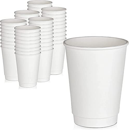 HOT BARGAINS, 500 x 12oz White Double Wall Insulated Disposable Coffee Cups for Chocolate Tea, Espresso, and Cocoa Drinks and Eco-Friendly Hot Cups
