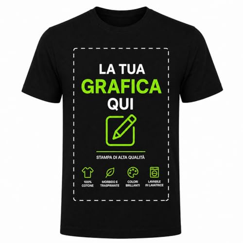 T-shirt cotone personalizzabile, maglia unisex personalizzata con stampa per Uomo e Donna, maglietta personalizzata su richiesta 100% made in Italy
