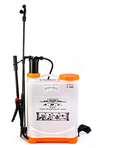 AMC Pompa a spalla manuale nebulizzatore da 16 lt per disinfestazione irrorazione, nebulizzatore a pressione manuale per giardino ugello in ottone regolabile compatto leggero ergonomico