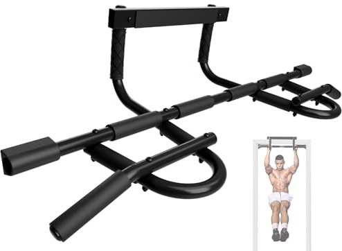 Yes4All Door Pull Up Bar, Heavy Duty Hanging Bar, Pull Up Bar for Doorway, Supports up to 300 lb, Multi-Grip Foam Handles, Fits 30 to 38 Door Frames, Easy Installation for Home Gym Use, Black