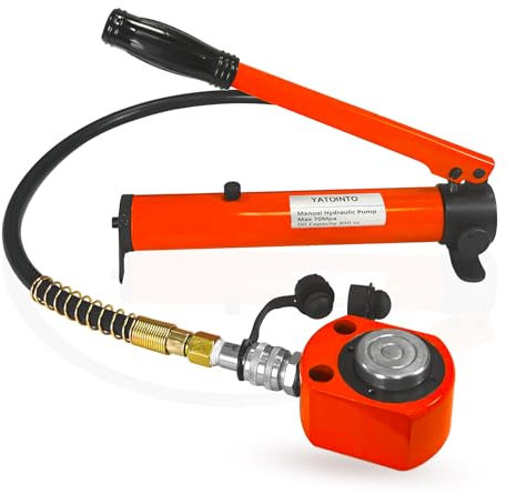 YATOINTO Porta Power Kit, 10 Ton Low Profile Hydraulic Jack with Manual Hydraulic Hand Pump Multi Section Jack, Kit of Porta Power，Mini Hydraulic Lifting Cylinders, Manual Low Profile Jack