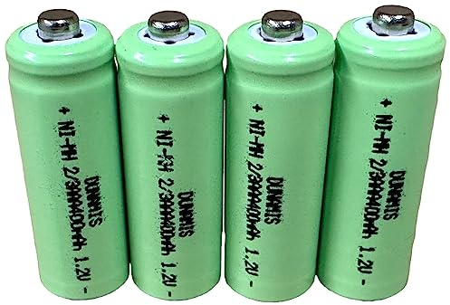 Dunamis 4pk Rechargeable Solar Light Batteries 1.2v NiMH 2/3AAA 400mAh - **2/3 AAA Size** Ideal for Solar Lights…**THESE ARE NOT AAA SIZE BUT TWO THIRDS OR 2/3AAA SIZE** (4 Pack - Button Top)