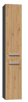 CDF Mueble de Baño y Lavandería, Columna de Baño Estrecho, Armario Alto con Cesto para la Ropa, Armario Que Ahorra Espacio Salón, Pasillo, Aseo Antracita/Roble Artisan, Ancho 31 cm, 30x31x174 cm