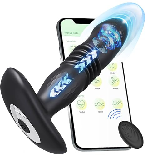 Anal Vibrator Anal Toys with APP Control & Remote Control, 10 Vibrations & 10 Thrusting Buttplug, Male Sex Toys Prostate Massaging Sex Game, Anal Plug Vibrators Training Kit for Men Women Sex Game
