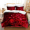 Bettwäsche 3D Rot Rose Bettbezug Set mit Reißverschluss und 2 Kissenbezug, Mikrofaser Kreative Rose Bettwäsche Set 3 Teilig für Erwachsene Kinder (Herz-Rosen, 135x200cm)