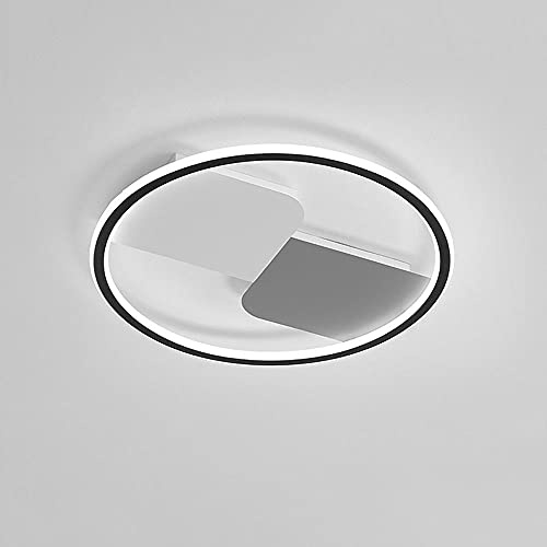 ICEMOB Lámpara de techo redonda ultrafina con marco negro Temperatura de color 3000K-6000K Lámparas LED ajustables Montaje empotrado Iluminación para el hogar Lámpara de techo simple y moderna
