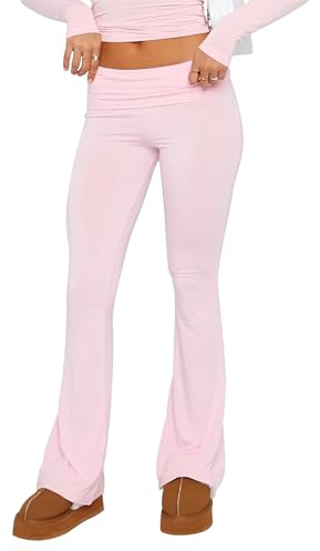 LSFYSZD Women Fold Over Waistband Stretchy Yoga Pants Flared Pants Leggings Bell Bottoms