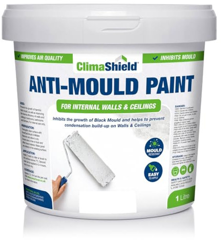 SmartSeal Anti Mould Paint - 1 Litre - For Walls & Ceilings in Bathrooms, Kitchens & Bedrooms. Ultimate Protection Against Dangerous Mould - 5yr Mould Resistance - Brilliant White Finish