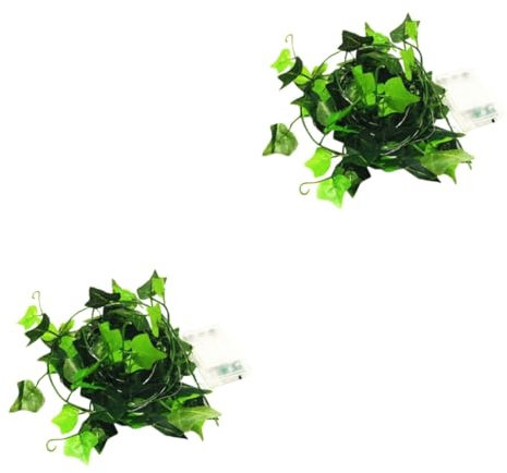 Garneck 2 Sets Weinreben-lichterketten Grünes Blatt-design Dekorative Außenbeleuchtung Für Zuhause Kunststoff Einfach Zu Installieren