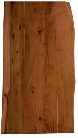 SAM Holzplatte 100x60 cm Toni, Tischplatte aus Akazienholz massiv + nussbaumfarben, Baumkanten-Platte für Heimwerker, geeignet für Arbeitsplatten, Tische & Fensterbretter