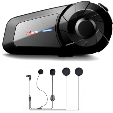 QSPORTPEAK MX1 Interfono Moto Bluetooth Coppia 800M 2 Persone Interphone per Moto Wireless Full Duplex Connetti con Wireless 5.0 Cancellazione del Rumore DSP&CVC,Universale per Motociclismo
