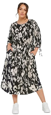 Yours Curve White & Leopard Print Midi Dress - Women's - Plus Size Curve