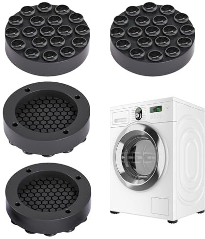 FEMONGY tapis anti vibration machine a laver 4 pièces tapis machine à laver anti vibration, anti vibration machine à laver pour machines à laver et sèche-linge (noir, diamètre intérieur : 45 mm)