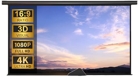 SOYDAN Schermo per Proiettore Motorizzato da 100 Pollici, Telo Proiettore HD 16:9 4K Elettrico per Interni/Esterni con Telecomando, Montaggio a Parete/Soffitto, Telo Proiettore per Home Movie Theater