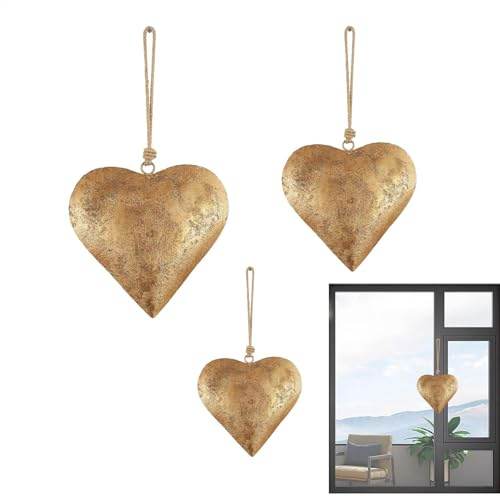 Metal Heart Wall Decor - 3D Metal Heart-Shaped Decorative Bell, Vintage Metal Heart Wall Art With Hangings Rope, Heart Shaped Iron Ornament, Heart Wall Decor, Valentine's Day Rustic Wall Hanging Art
