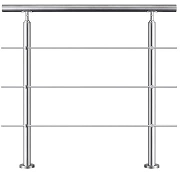 Garde-corps avec main courante, 100cm, en acier inoxydable 304, garde-corps avec 3 traverses, pour intérieur et extérieur