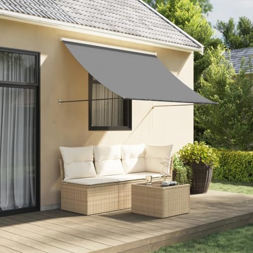 Myheimly Markise Fallarmmarkise Einziehbar, Sonnenschutz für Terrasse Balkon Garten, Fenstermarkise Balkonmarkise Anthrazit 250x150 cm Stoff und Stahl