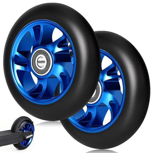 Ruedas para patinete de acrobacias 2 x 100 mm, neumáticos de 100 x 24 mm con rodamientos ABEC-9, dureza 88A, apto para todos los tipos de scooters