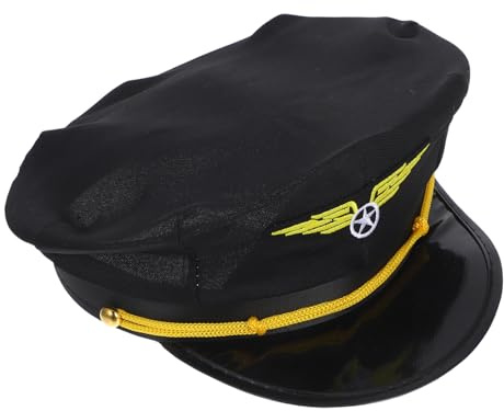 Ipetboom Pilot Hat for Halloween Cosplay Adult Flight Attendant Hat Airplane Captain Costume Accessory for Men Women