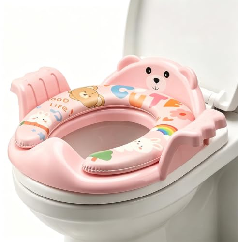 Oskuglin Toilettensitze Kinder, WC-Sitzverkleinerer Bär, Griff Lehne
