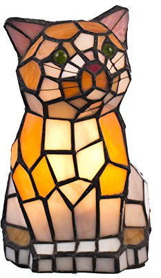 Mosaik-stil, Ti101, figurlampa katt, dekorationslampa,l, glaslampa, lampa, bordslampa lampa färgglad
