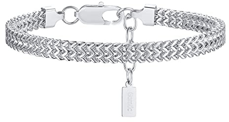 Gamtic Bracelet Homme Acier Inoxydable - Bracelets Liens Réglable Élégant Argent Noir Or avec Coffret Cadeau pour Hommes (Argent)
