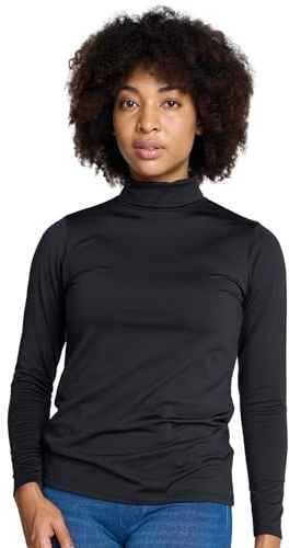 LAPASA Haut Thermique Col Roulé Femme Maillot de Corps à Manches Longues sous-Vêtements Automne-Hiver Chaud L90 Moyennement Épais, Noir, XL