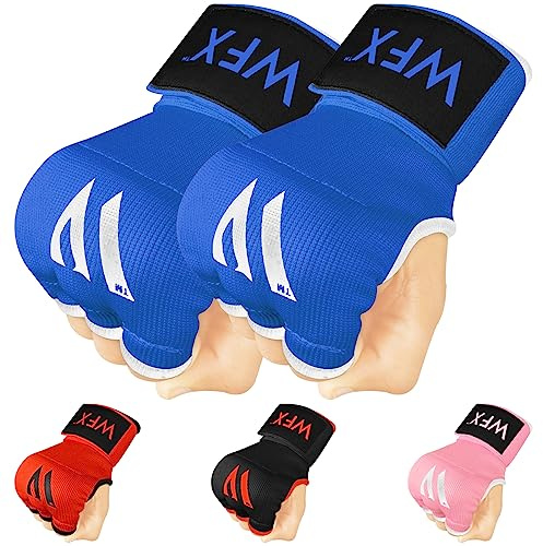 WFX Kids Junior Boxing Hand Wraps Inner Gloves Gel Padded Protection Gloves Pair Combat Sports for Young Fighters (Blue, Kids/Junior)